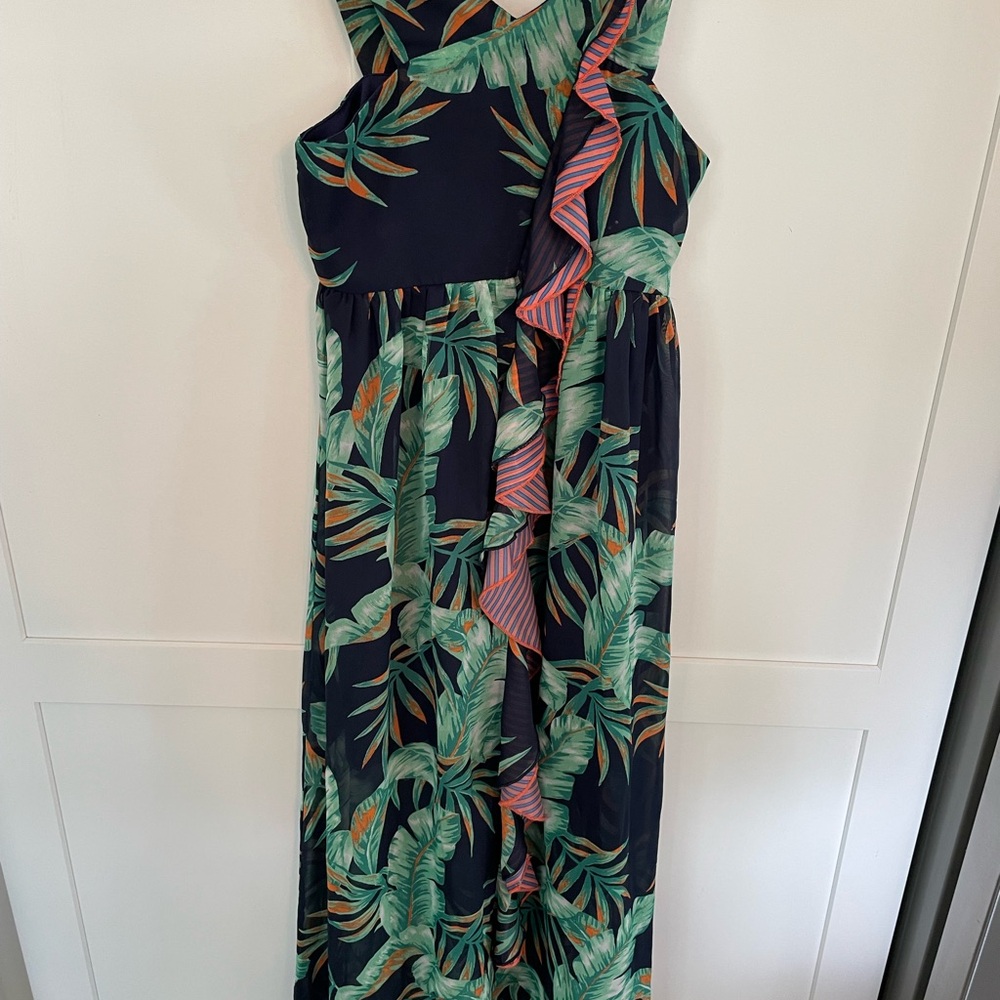 Hannah Banana Green and Orange Leaf Dress
